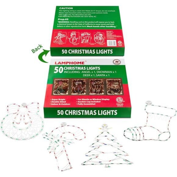 4 Pack Lighted 16'' Christmas Window Silhouette Lights, 6.6FT Wire - Picture 3 of 6